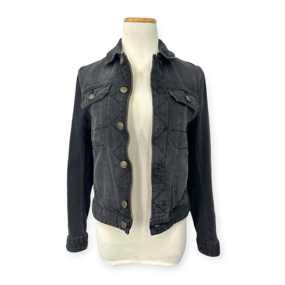 ZADIG & VOLTAIRE | XS | Kioky Eagle Distressed Grunge Denim Jacket In Noir - Picture 7 of 12